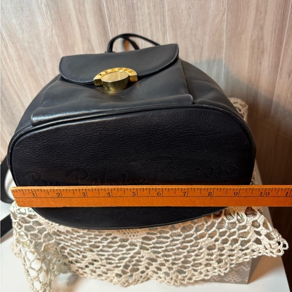 Paloma Picasso Vintage Chic Black Leather Backpack with Gold Accents main image 3